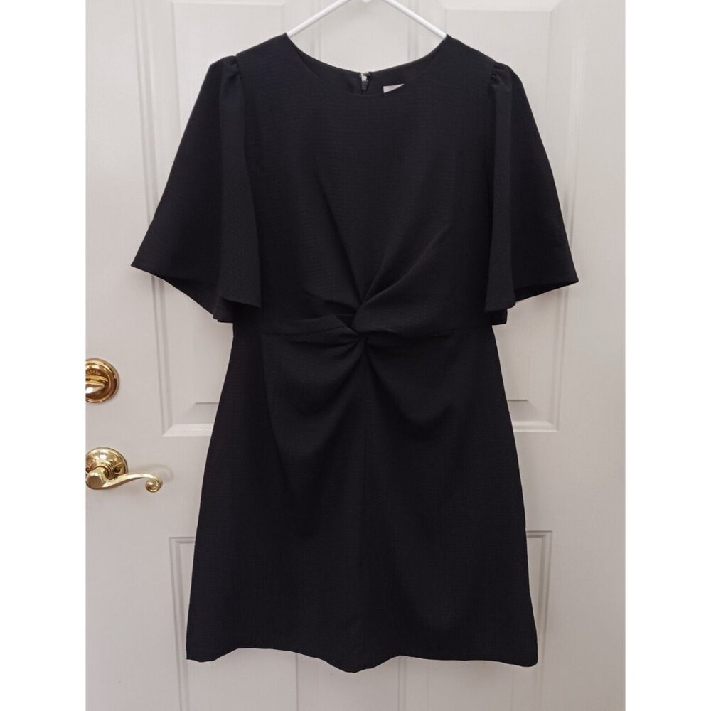 LOFT Black Twist Flutter Sleeve Flare Dress Size 4 New